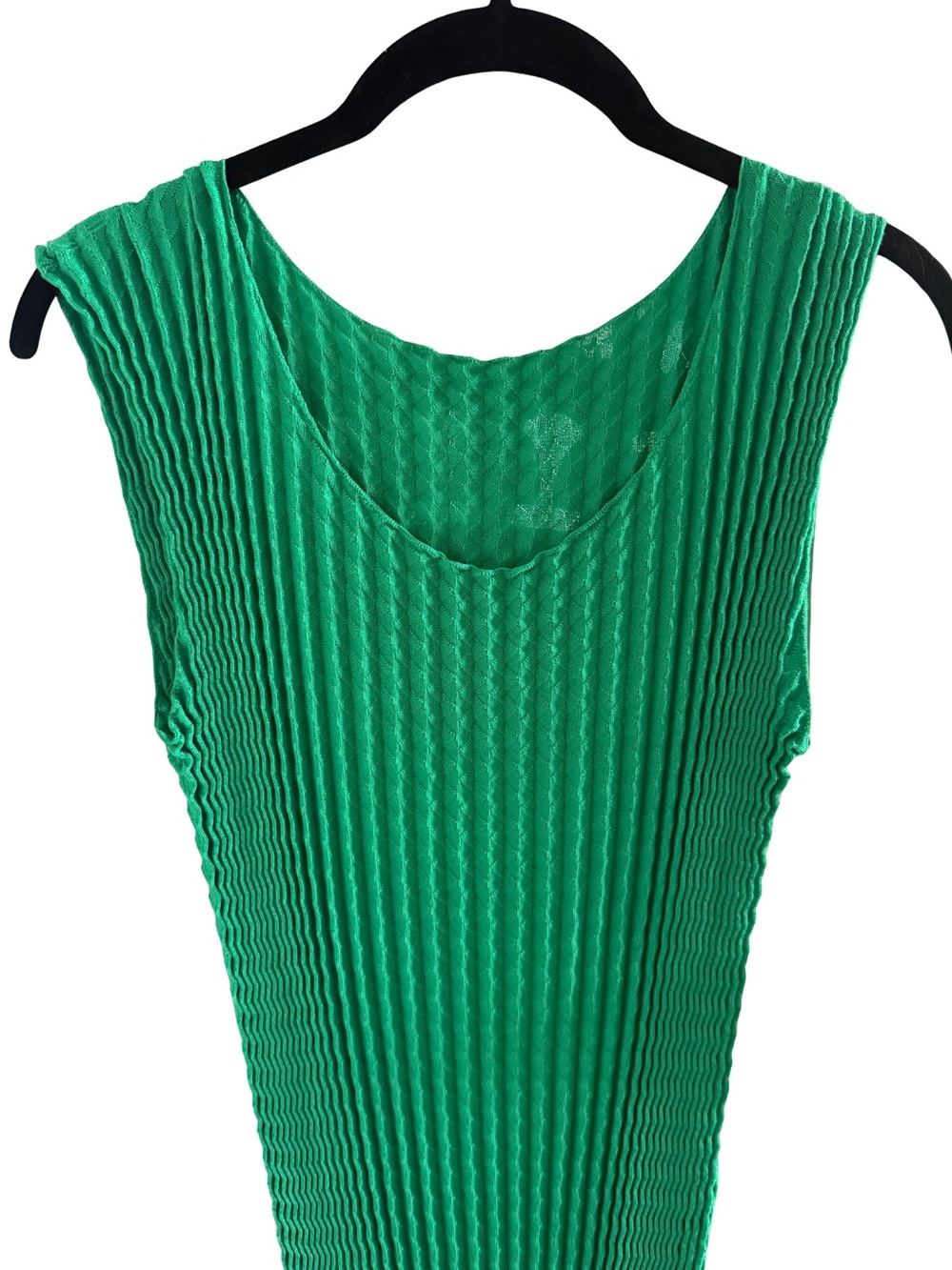 Issey Miyake Green Pleated Sleeveless Women’s Dress